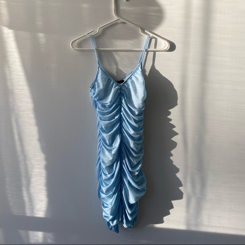 Shop Cider Baby Blue Ruched Dress